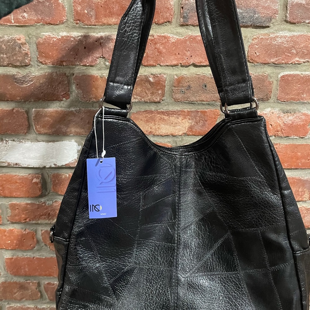 Black leather crossbody bag